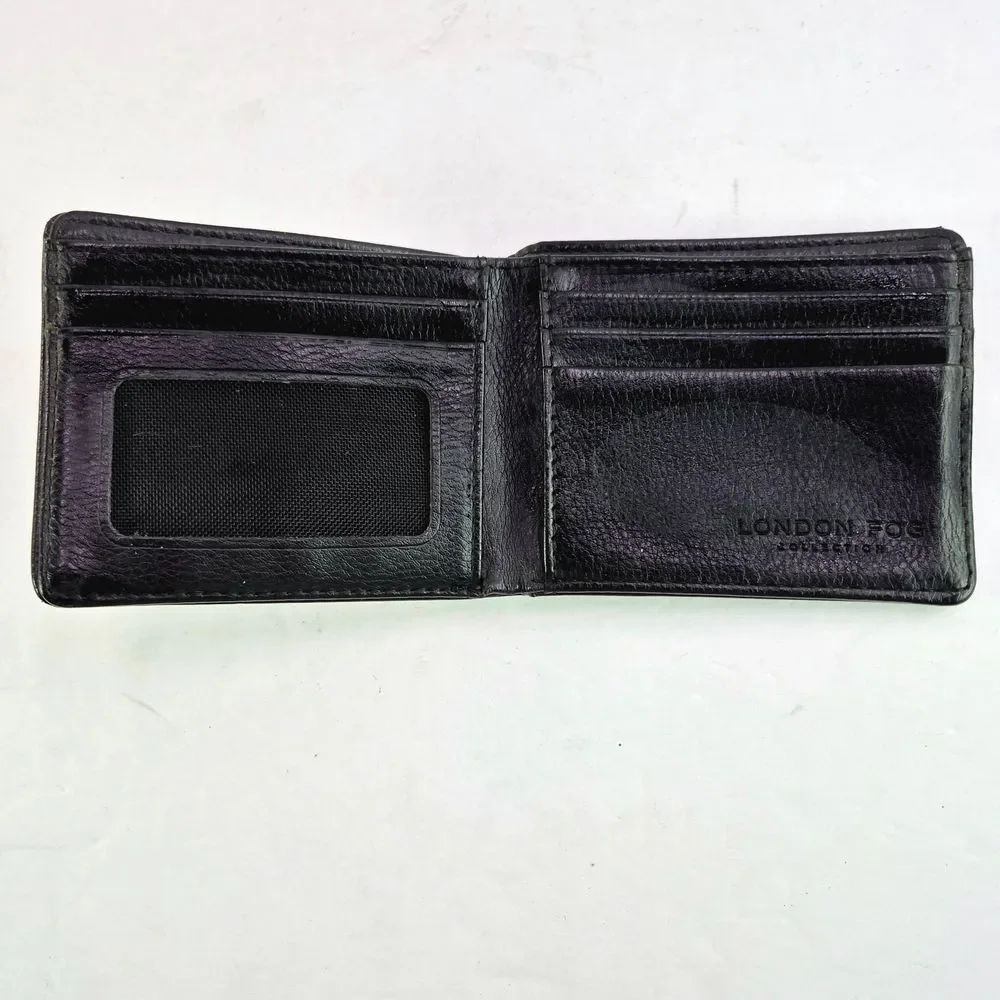 London Fog Men's Black Genuine Leather Bi-Fold Wallet